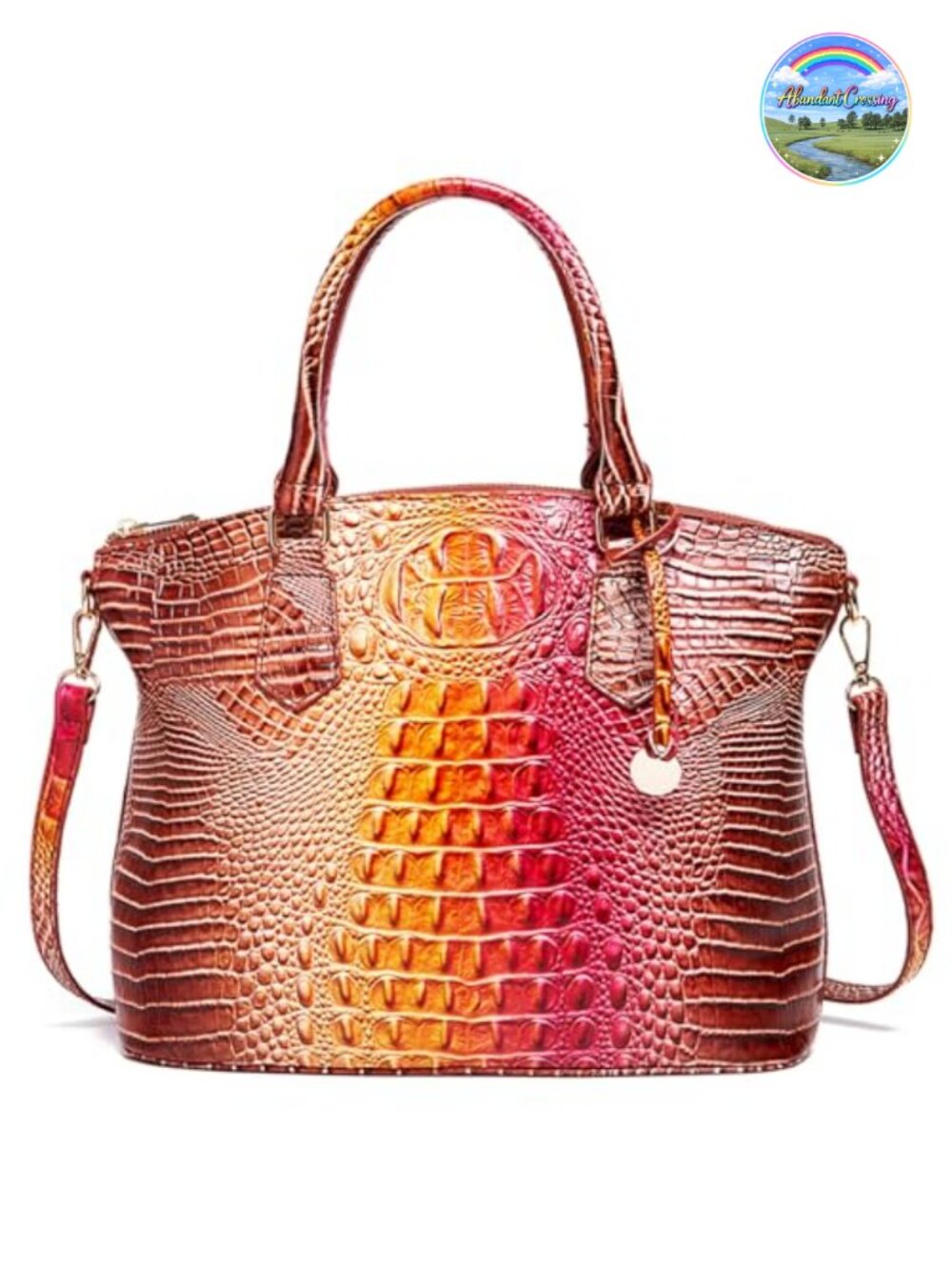 Vegan Leather Crocodile Satchel Handbag Large Tote with Shoulder Strap for Work